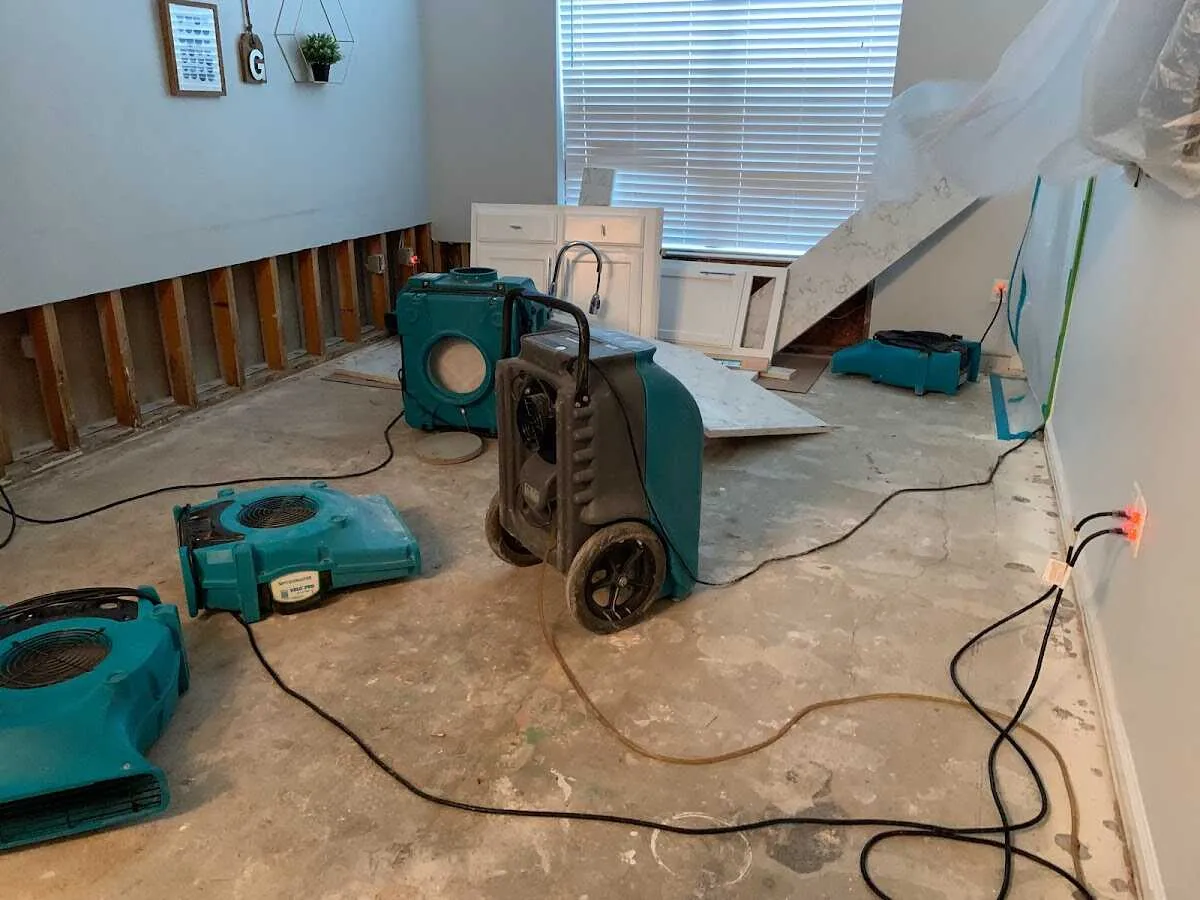 Dehumidifier in flood-cut room for Water Damage Restoration in Clarkston